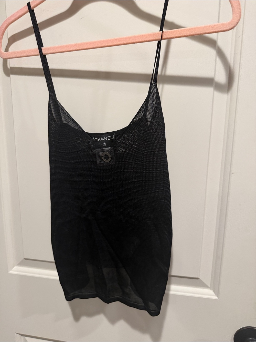 CHANEL vintage cruise collection Black Sheer Spaghetti-Strap Camisole